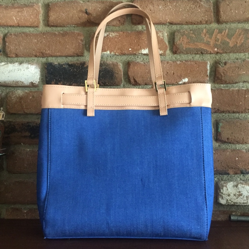 Nwot Iman Denim Global Chic Statement Bag - image 4